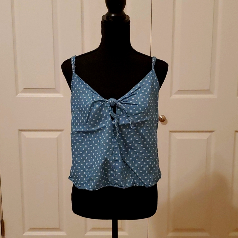 Super Cute Denim Polka Dot Tank Top Size Large